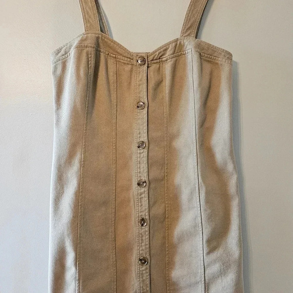 Banana Republic Casual Khaki Denim Button Down Sleeveless Mini Dress Size 10. - Picture 5 of 16